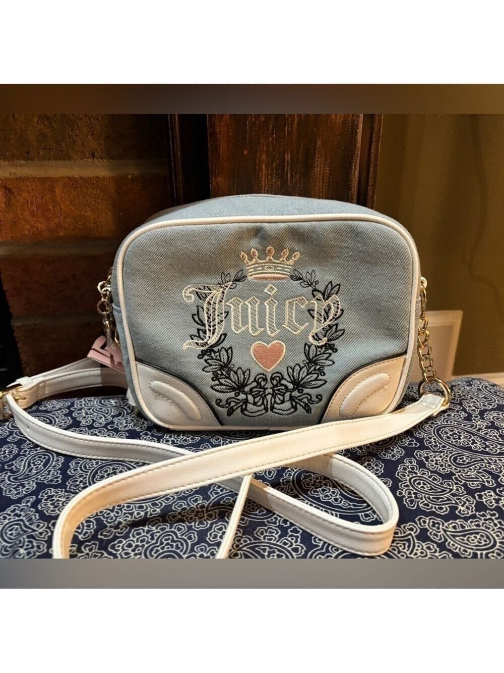 Juicy Couture Denim Heritage Crossbody Bag NWT